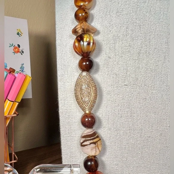 “Sienna Sunset” Artisan Beaded Necklace & Earring Set - Picture 6 of 11